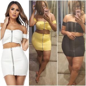 Zippered Mini Skirt & Cropped Top Set